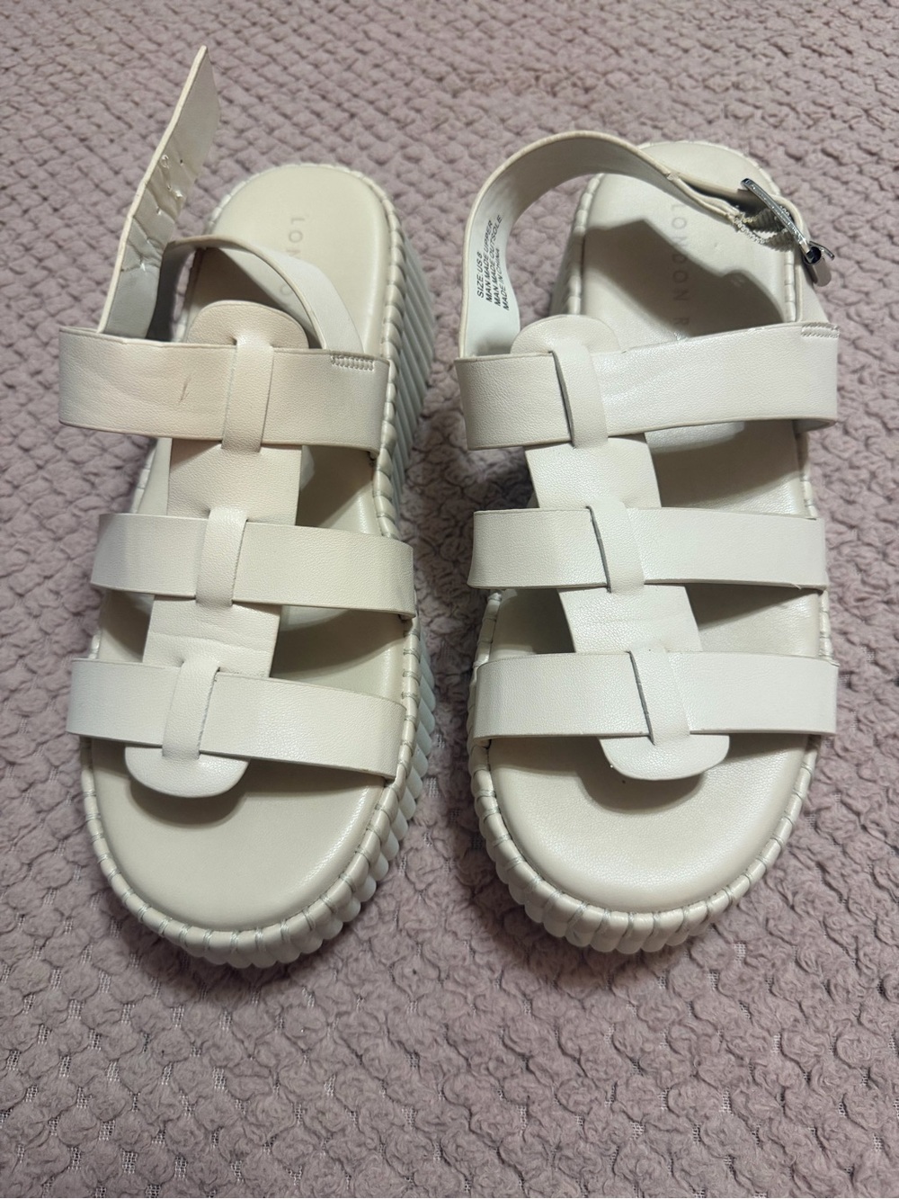 London Rag Women’s Cream Braided Strap Sandals